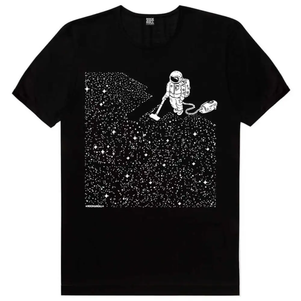 Broomed Astronaut Short Sleeve Men's Black T-shirt