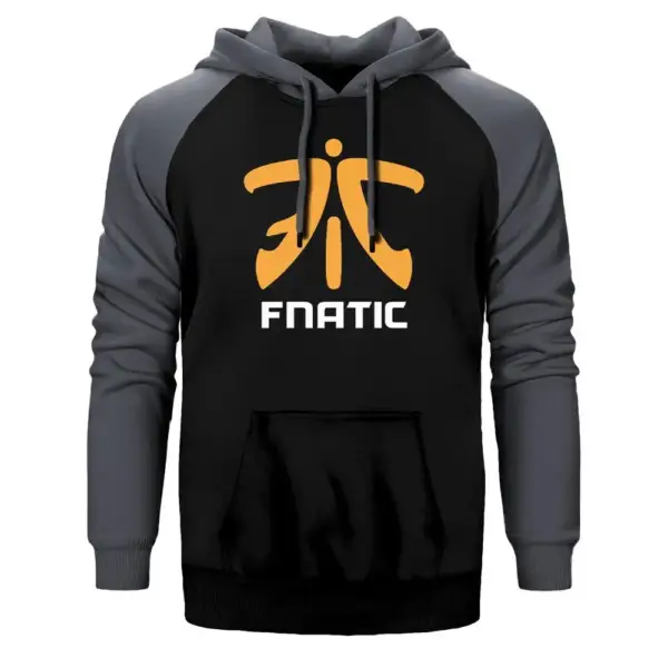 CSGO Fnatic Team Hoodie, Double Color Raglan Sleeve Grey Sweatshirt