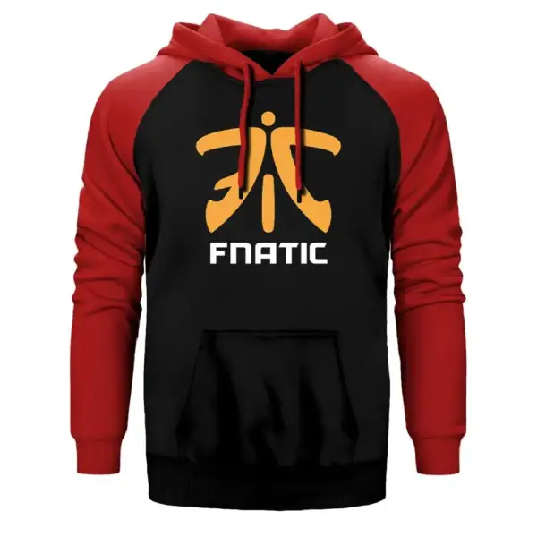 CSGO Fnatic Team Hoodie, Double Color Raglan Sleeve Red Sweatshirt