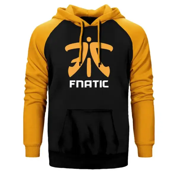 CSGO Fnatic Team Hoodie, Double Color Raglan Sleeve Yellow Sweatshirt