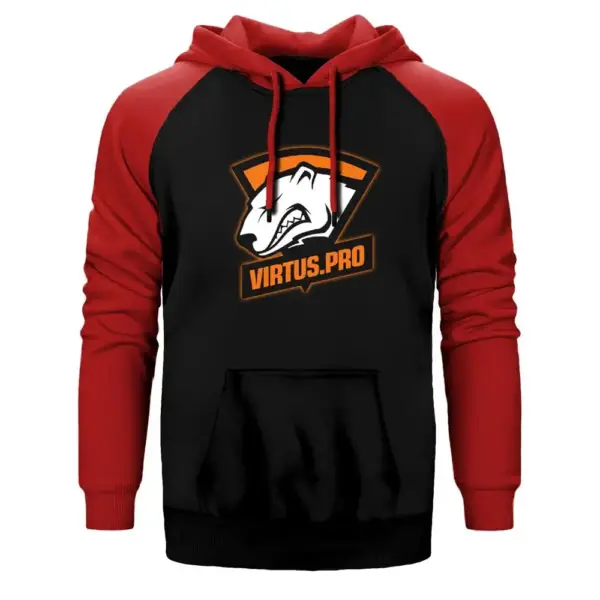 CSGO Virtus Pro Hoodie, Double Color Raglan Sleeve Red Sweatshirt
