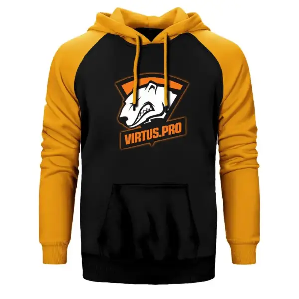 CSGO Virtus Pro Hoodie, Double Color Raglan Sleeve Yellow Sweatshirt