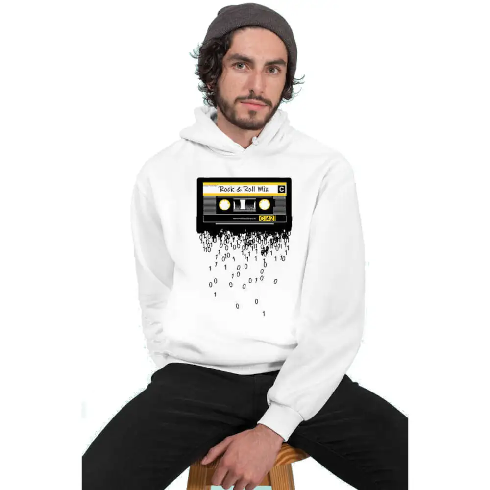 Cassette Tape Hoodie Men's White Sweatshirt
