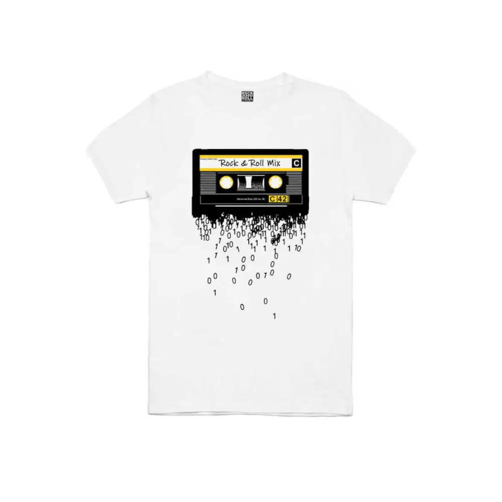 Cassette Tape Short Sleeve Men's White T-shirt