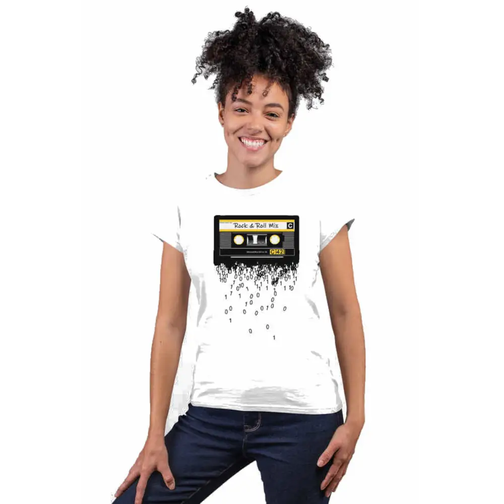 Cassette Tape Short Sleeve Women's White T-shirt