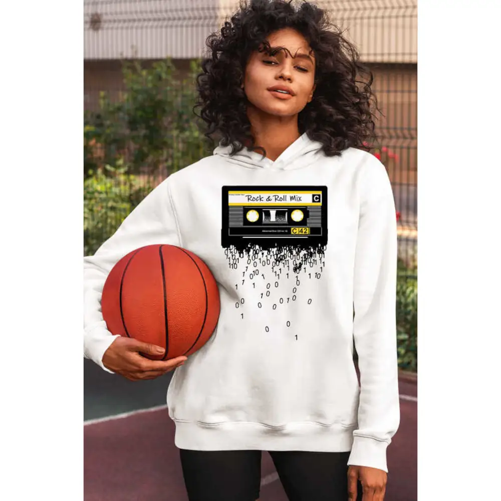 Cassette Tape Women's Hodie Thick White Sweatshirt