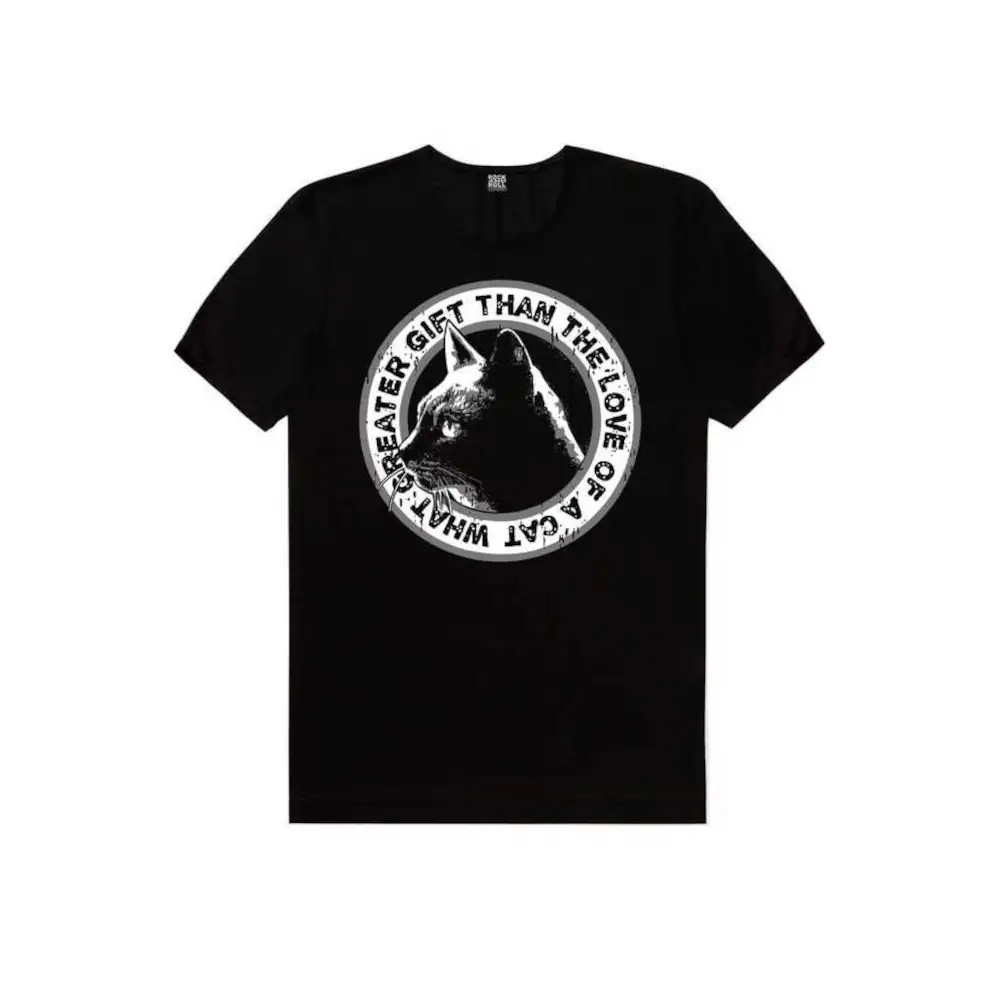 Cat Head in Flat Short Sleeve Men's Black T-shirt