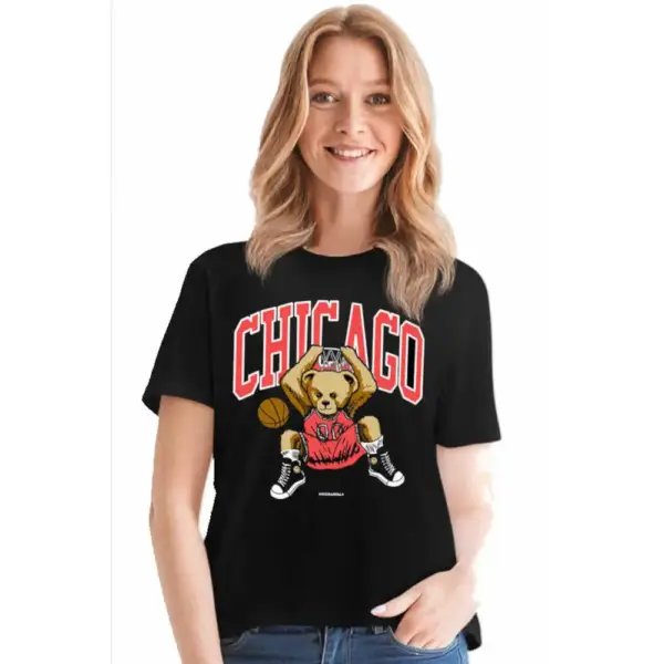 Chicago Basket Women's Short Sleeve Black T-shirt