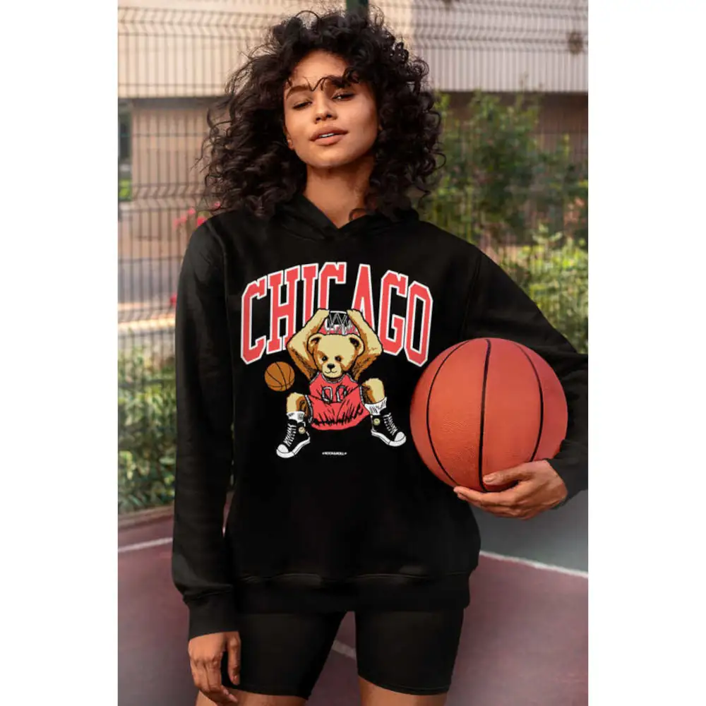 Chicago Basket Women's Hodie Thick Black Sweatshirt