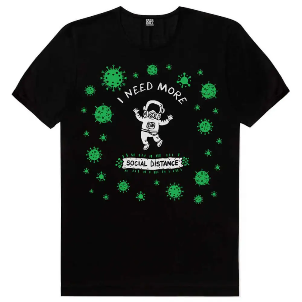 Covid Short Sleeve Men's Black T-shirt in Space