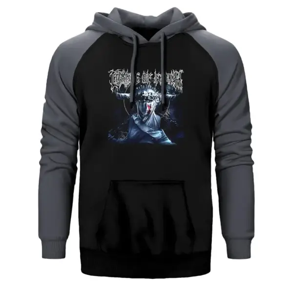 Cradle of Filth Hoodie, Double Color Raglan Sleeve Grey Sweatshirt