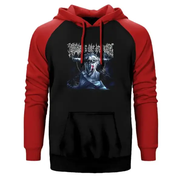 Cradle of Filth Hoodie, Double Color Raglan Sleeve Red  Sweatshirt