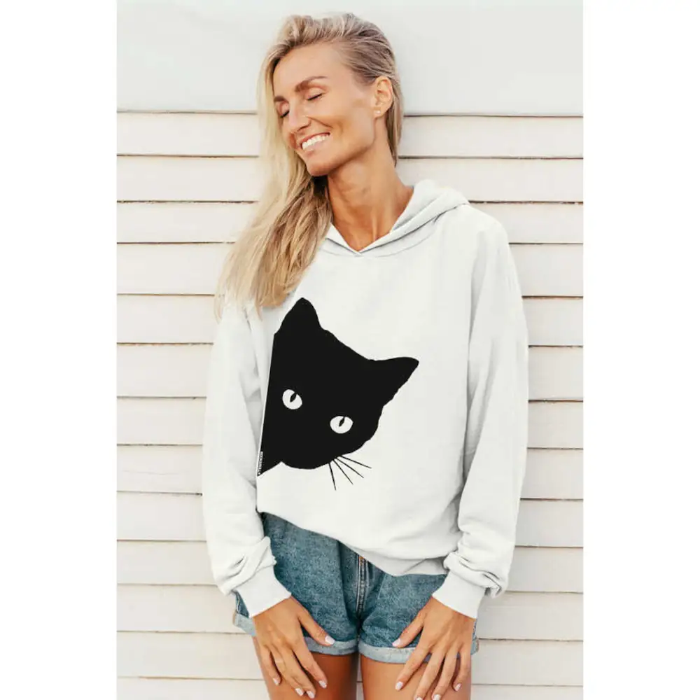 Curious Woman's Hodie Thick White Sweatshirt