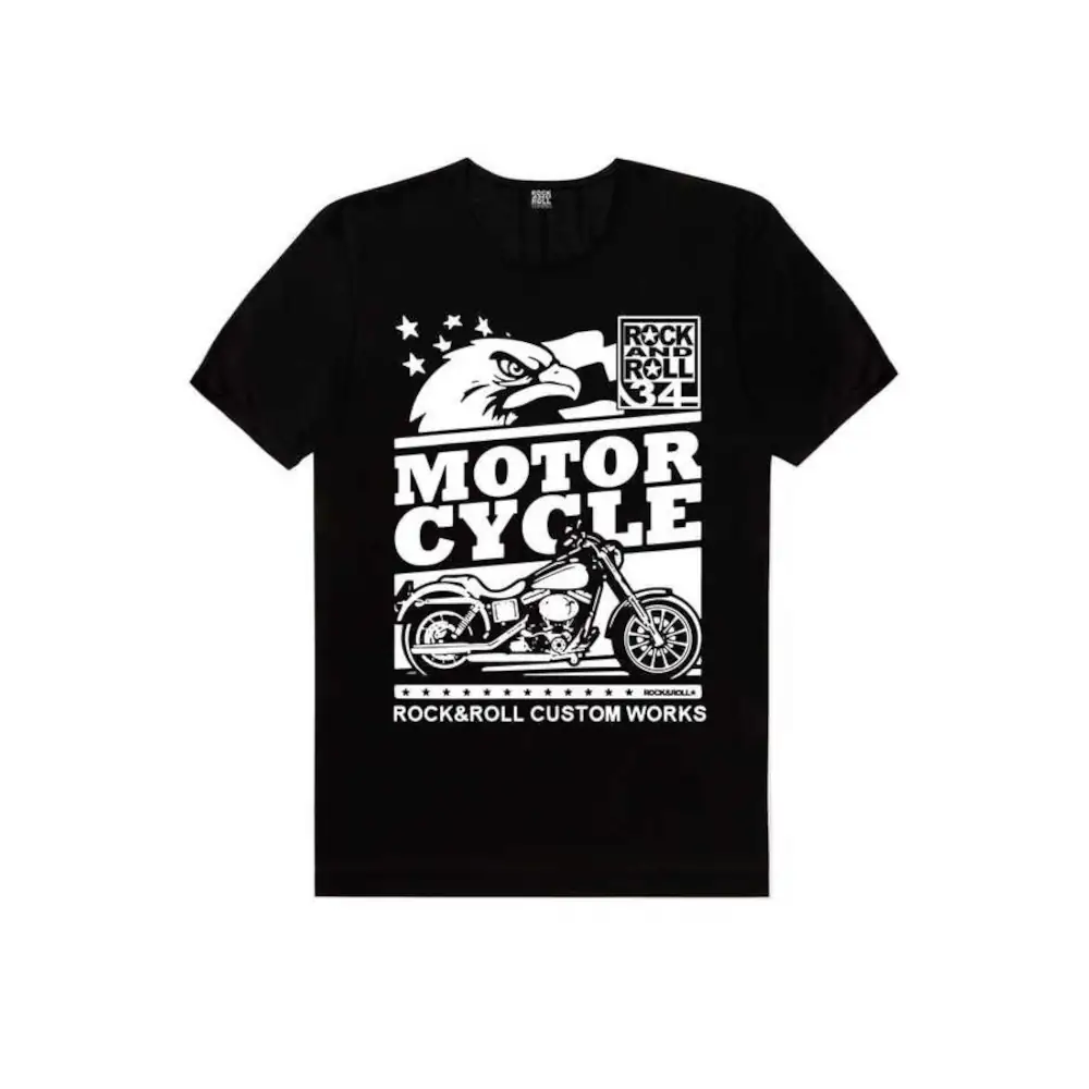 Custom Made Moto Short Sleeve Men's Black T-shirt