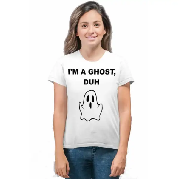 Cute Ghost Short Sleeve Women's White T-shirt