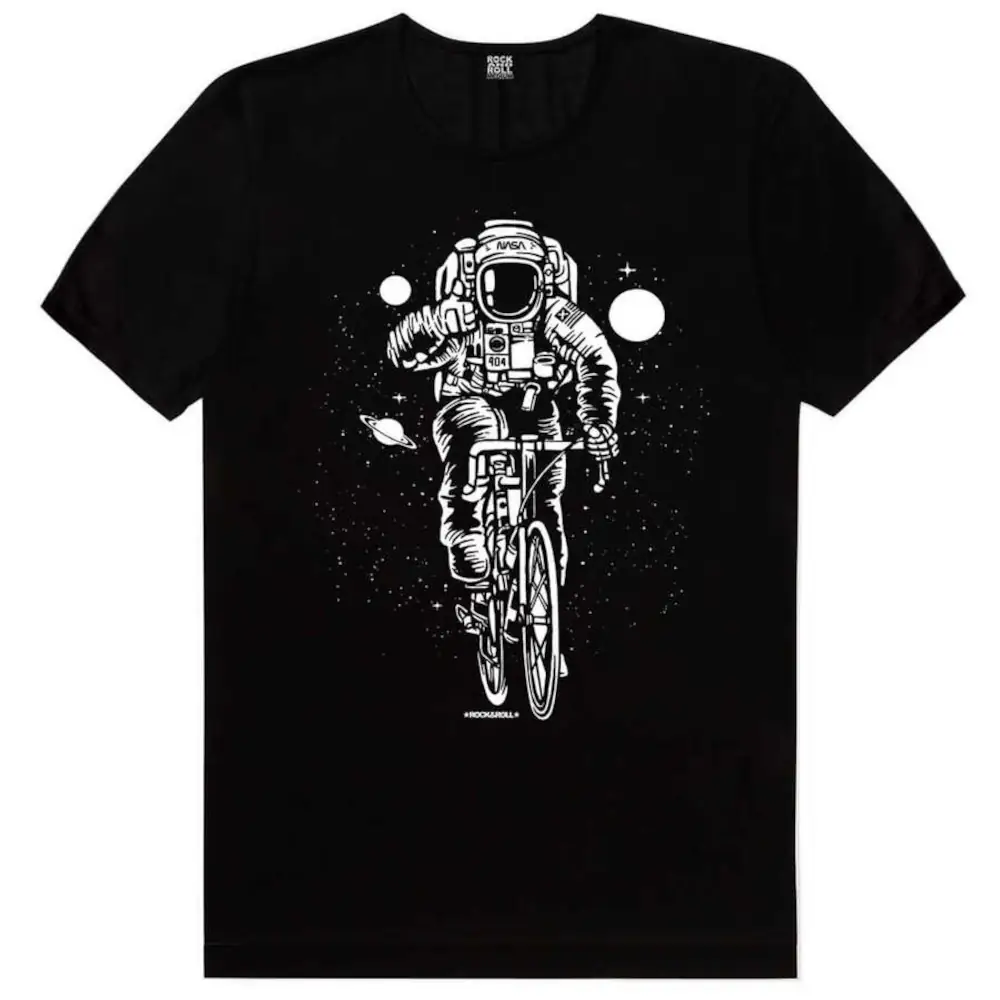Cycling Astronaut Short Sleeve Black T-Shirt