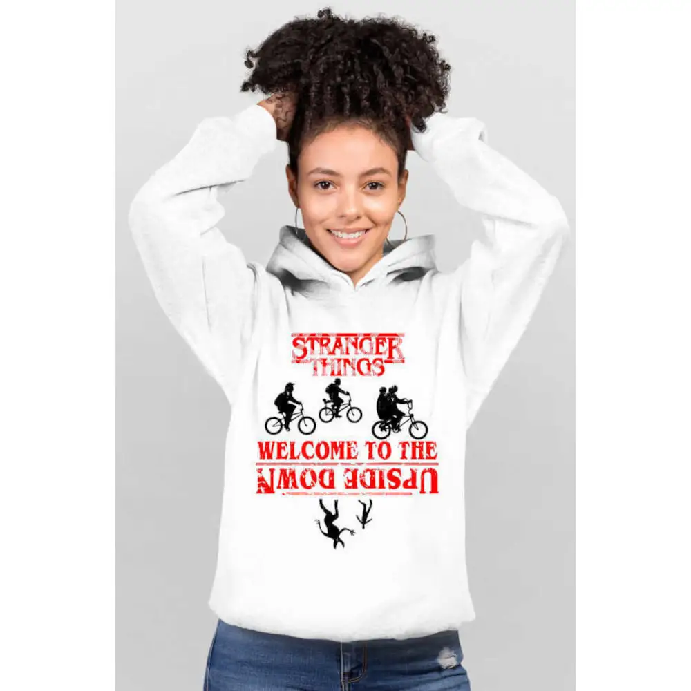Cycling Stranger Things Women's Hodie Thick White Sweatshirt