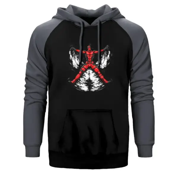 Deadpool Blood Angel Hoodie, Double Color Raglan Sleeve Gray Sweatshirt