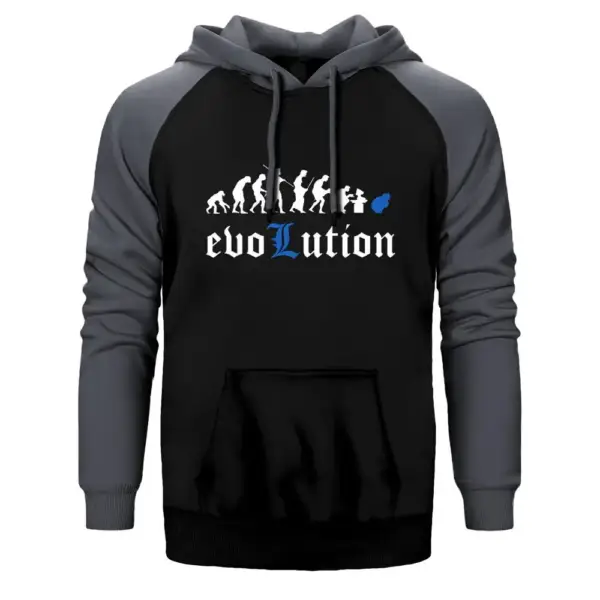 Death Note Evolution Hoodie, Double Color Raglan Sleeve Gray Sweatshirt