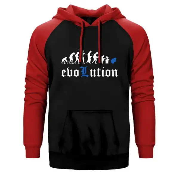 Death Note Evolution Hoodie, Double Color Raglan Sleeve Red Sweatshirt