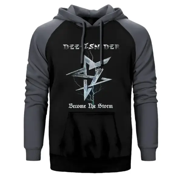 Dee Snider Hoodie, Double Color Raglan Sleeve Gray Sweatshirt