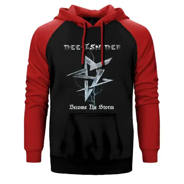 Dee Snider Hoodie, Double Color Raglan Sleeve Red Sweatshirt