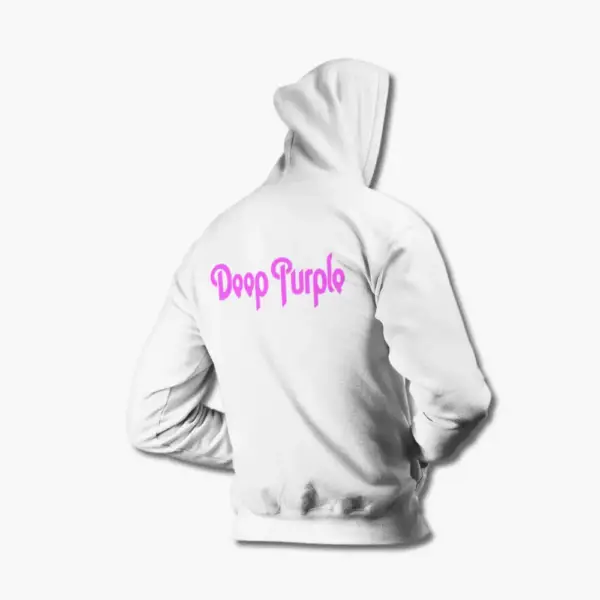 Deep Purple Hoodie, Deep Purple Logo White Hoodie - Image 2