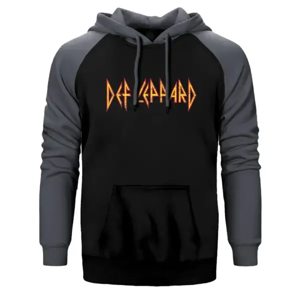 Def Leppard Hoodie, Double Color Raglan Sleeve Gray Sweatshirt