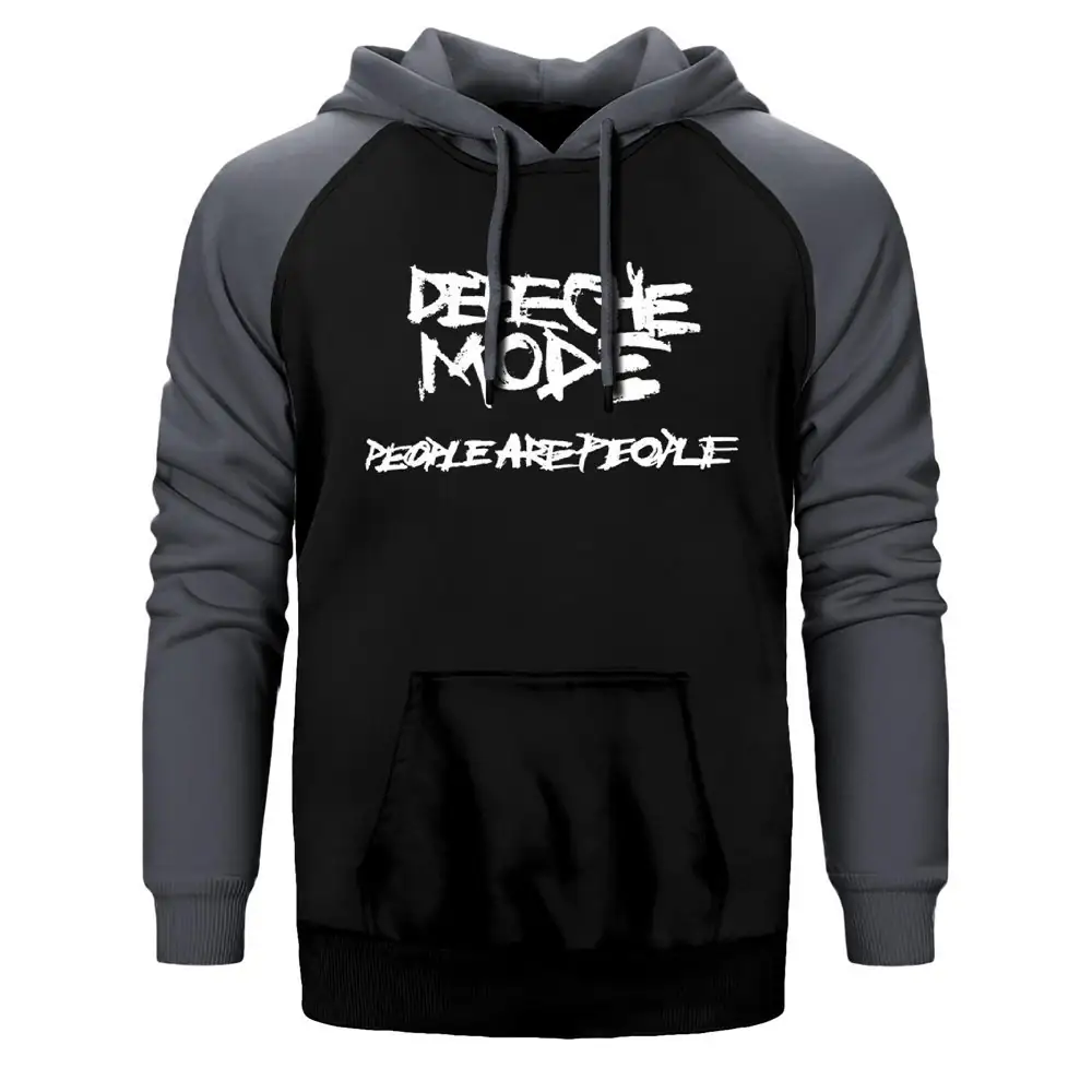 Depeche Mode People are People Hoodie, Double Color Raglan Sleeve Gray Sweatshirt