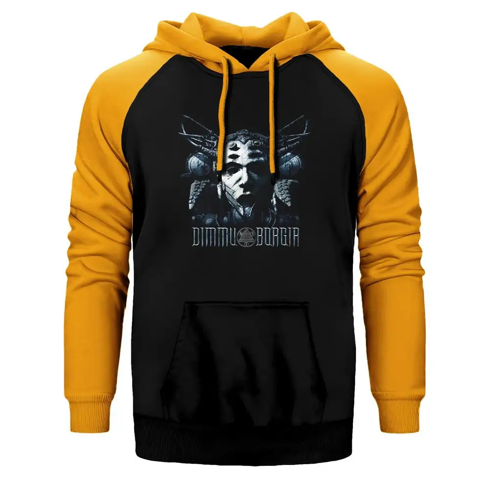 Dimmu Borgir Abrahadabra Hoodie, Double Color Raglan Sleeve Yellow Sweatshirt