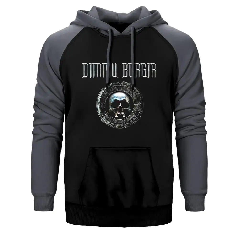 Dimmu Borgir Flare Hoodie, Double Color Raglan Sleeve Gray Sweatshirt