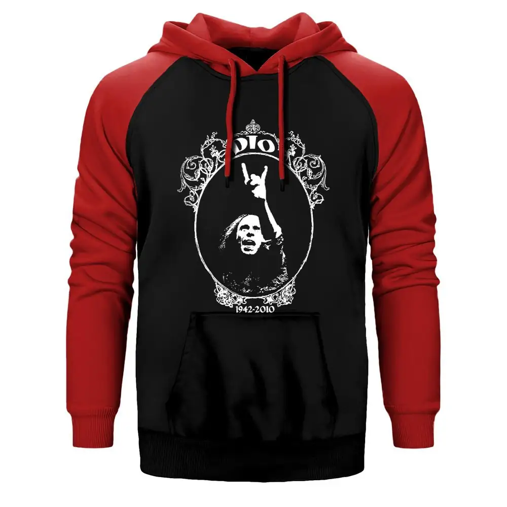 Dio 1942 - 2010 Hoodie, Double Color Raglan Sleeve Red Sweatshirt