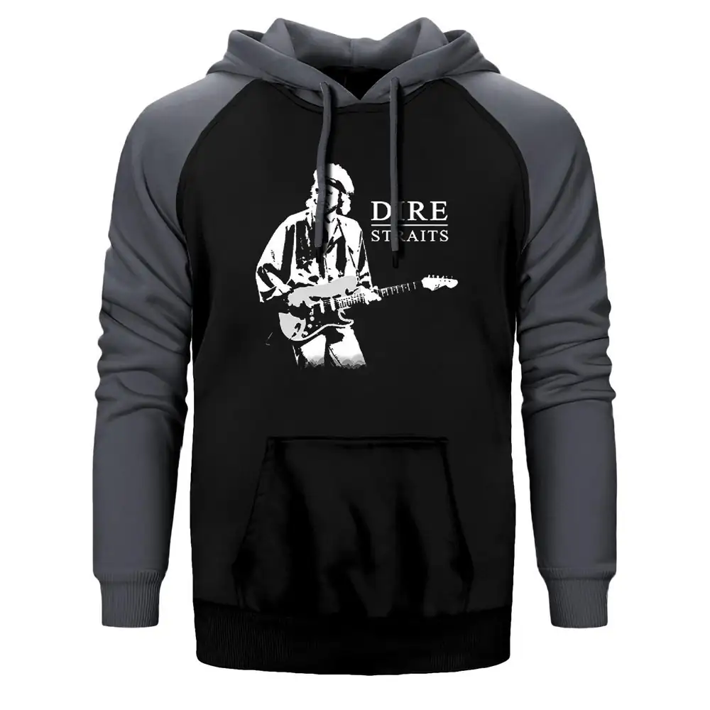Dire Straits Concert Hoodie, Double Color Raglan Sleeve Gray Sweatshirt