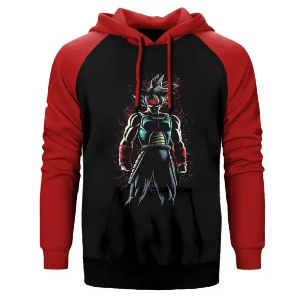 Dragon Ball Splash Hoodie, Double Color Raglan Sleeve Red Sweatshirt