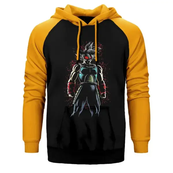Dragon Ball Splash Hoodie, Double Color Raglan Sleeve Yellow Sweatshirt