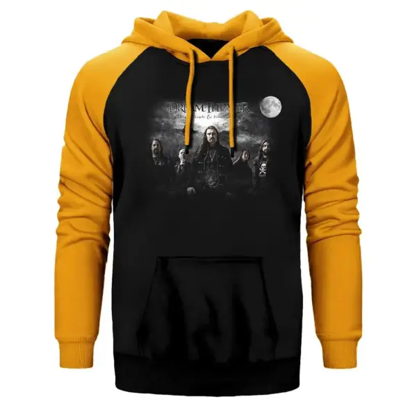 Dream Theater Black Clouds Hoodie, Double Color Raglan Sleeve Yellow Sweatshirt