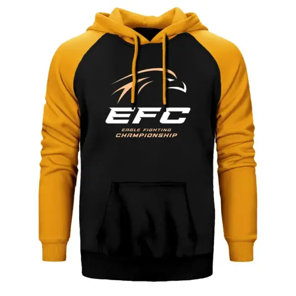 EFC Eagle Championship Hoodie, Double Color Raglan Sleeve Yellow  Sweatshirt