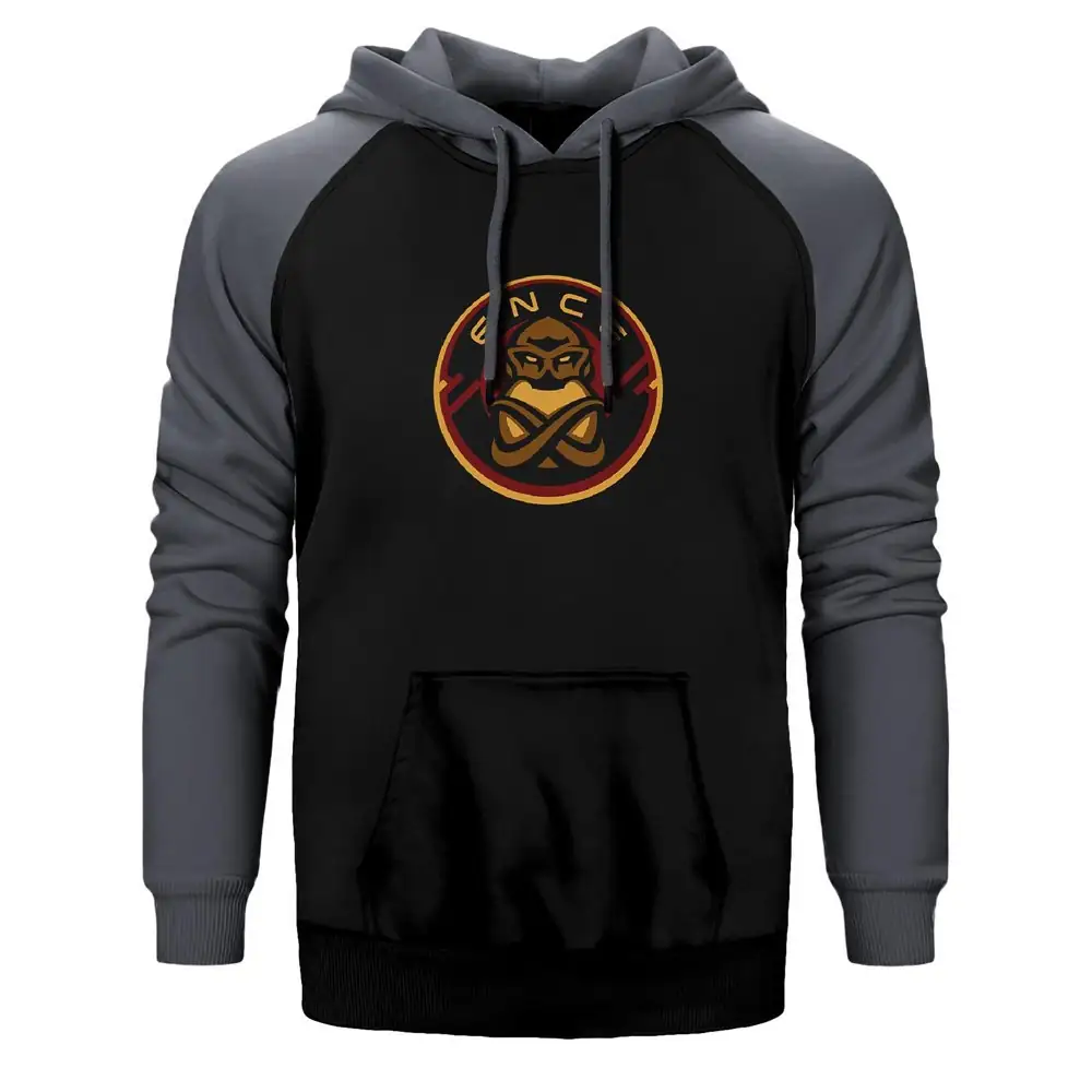 ENCE Hoodie, Double Color Raglan Sleeve Gray Sweatshirt