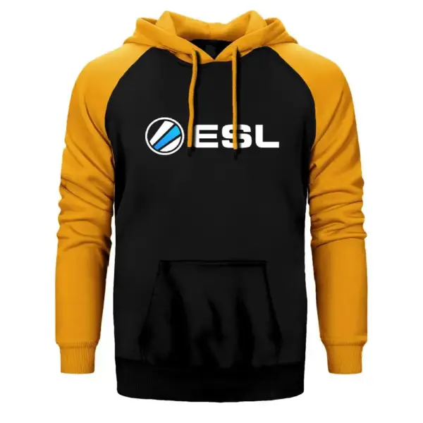 ESL Hoodie, Double Color Raglan Sleeve Yellow  Sweatshirt