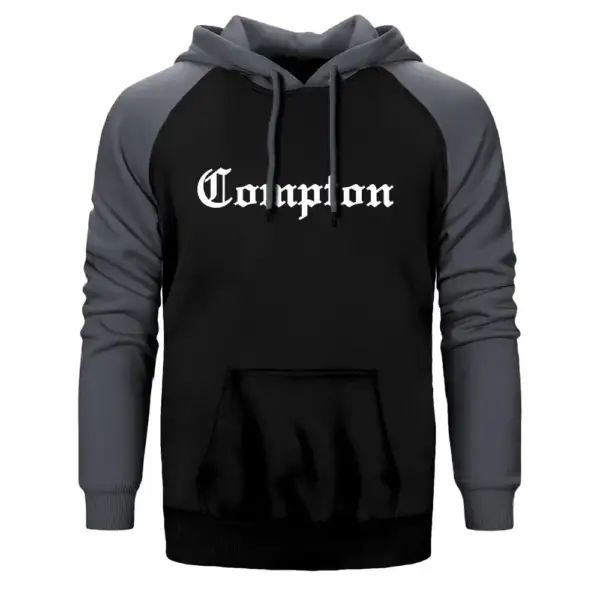 Eazy E Compton Hoodie, Double Color Raglan Sleeve Gray Sweatshirt