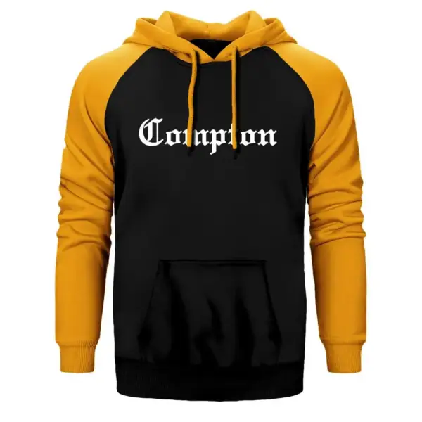 Eazy E Compton Hoodie, Double Color Raglan Sleeve Yellow Sweatshirt