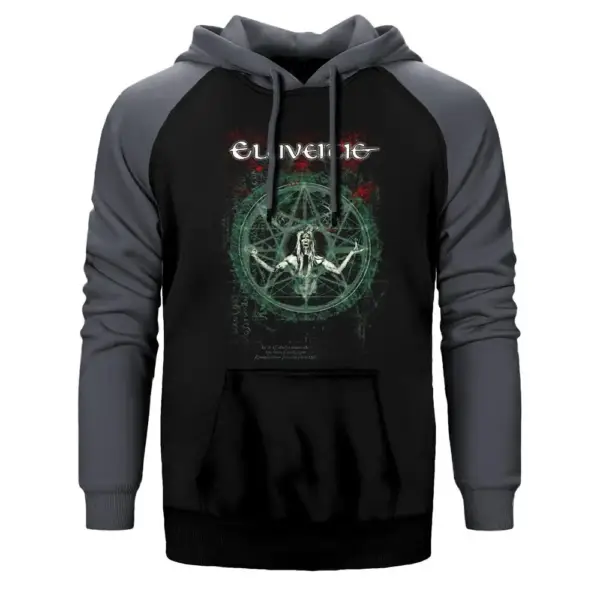 Eluveitie Evocation Hoodie, Double Color Raglan Sleeve Gray Sweatshirt