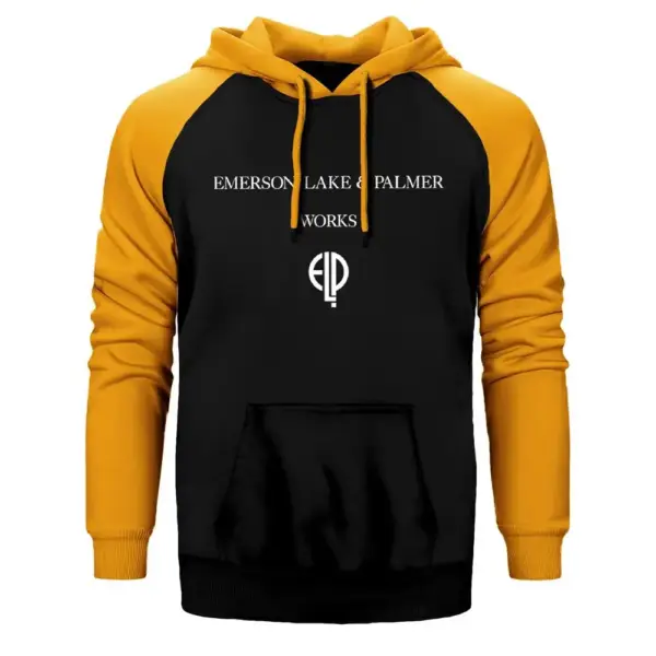 Emerson, Lake and Palmer - Works Hoodie, Double Color Raglan Sleeve Yellow Sweatshirt