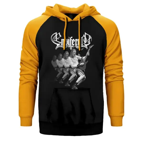 Ensiferum Markus Toivonen Hoodie, Double Color Raglan Sleeve Yellow Sweatshirt