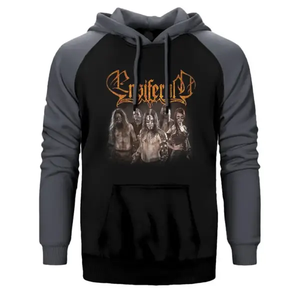 Ensiferum Mythology Hoodie, Double Color Raglan Sleeve Gray Sweatshirt