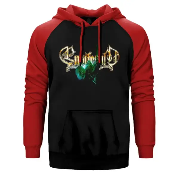 Ensiferum Soldier Hoodie, Double Color Raglan Sleeve Red  Sweatshirt