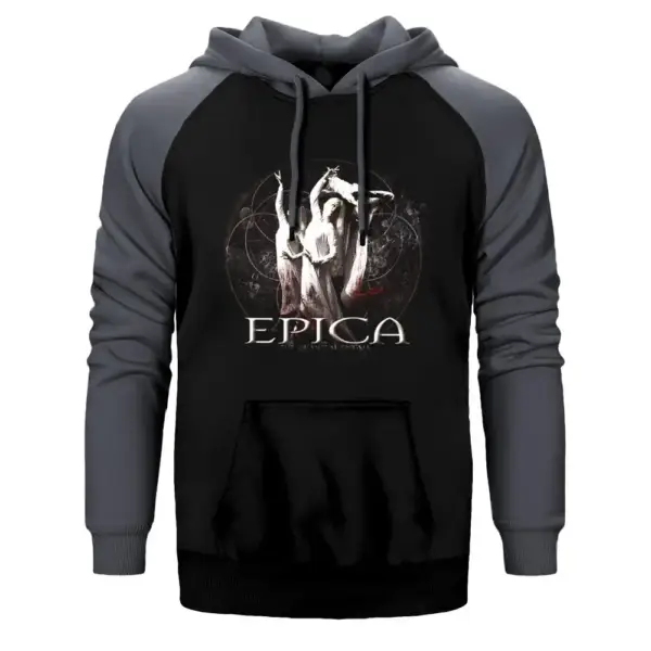 Epica The Quantum Hoodie, Double Color Raglan Sleeve Gray Sweatshirt