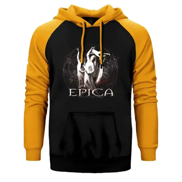 Epica The Quantum Hoodie, Double Color Raglan Sleeve Yellow Sweatshirt