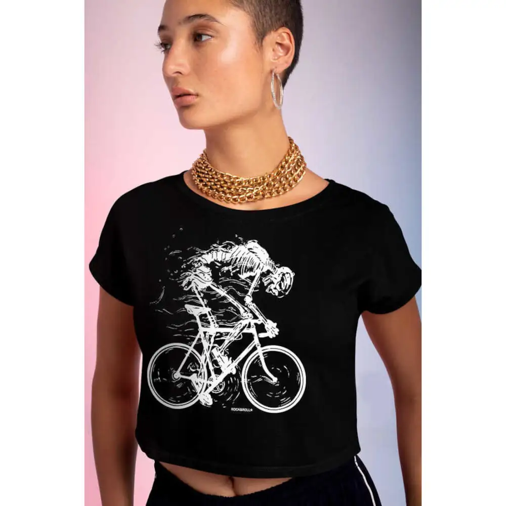 Faster Crop Top Women's Black T-Shirt