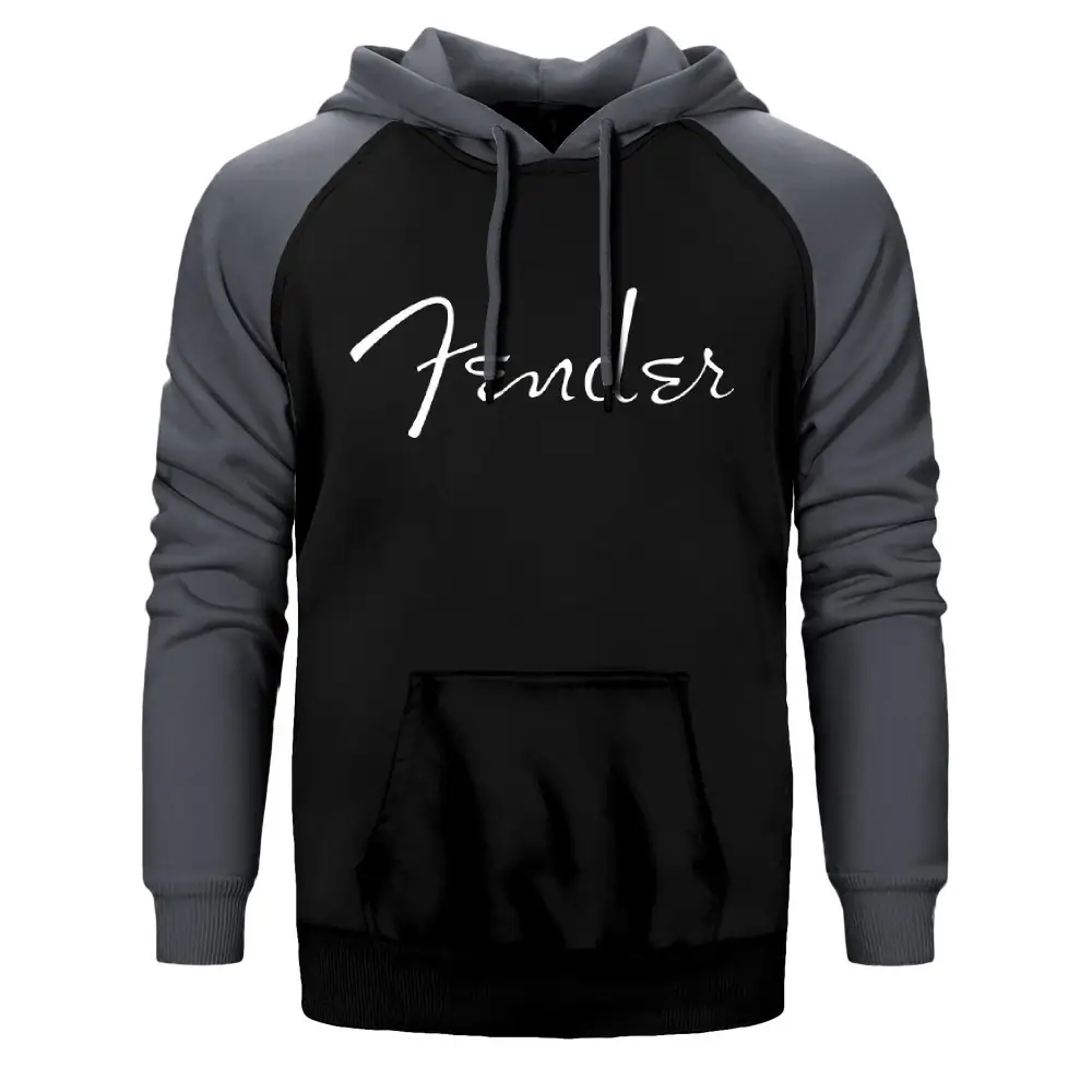 Fender Hoodie, Double Color Raglan Sleeve Gray Sweatshirt